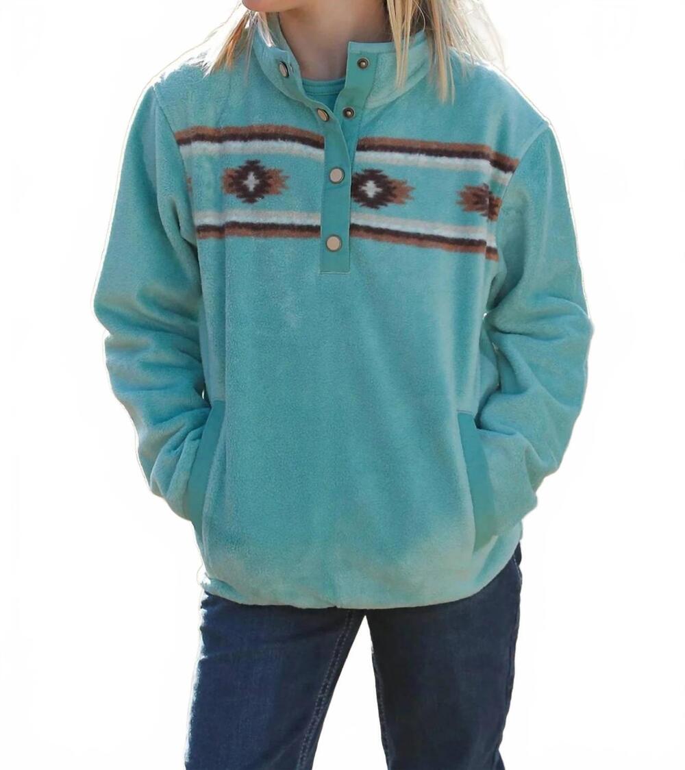 NEW CINCH girl's fleece pullover in turquoise